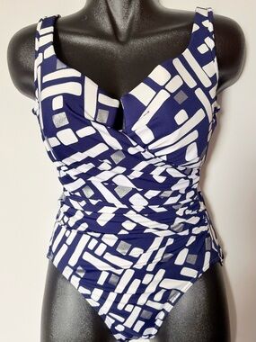 Miraclesuit Navy, White and Silver Swimsuit